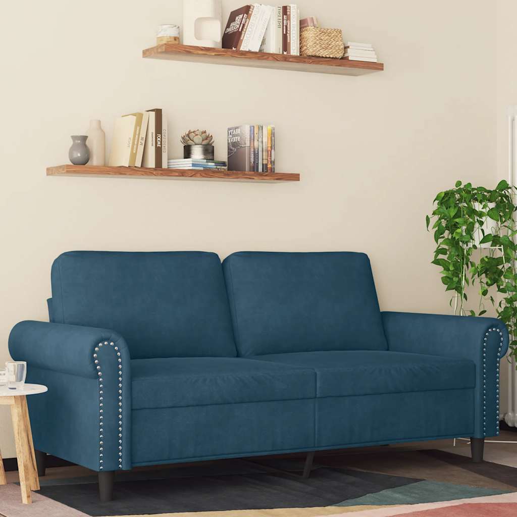 vidaXL 2-Sitzer-Sofa Blau 140 cm Samt