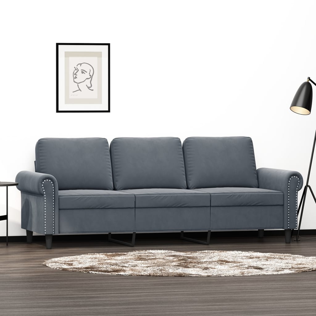 3-Sitzer-Sofa Dunkelgrau 180 cm Samt