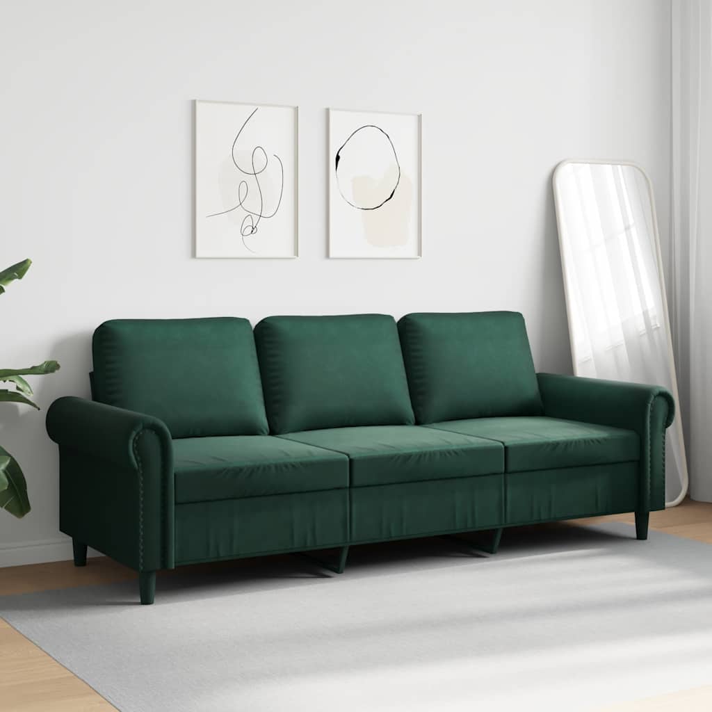 Thumbnail - vidaXL 3-Sitzer-Sofa Dunkelgrün 180 cm Samt