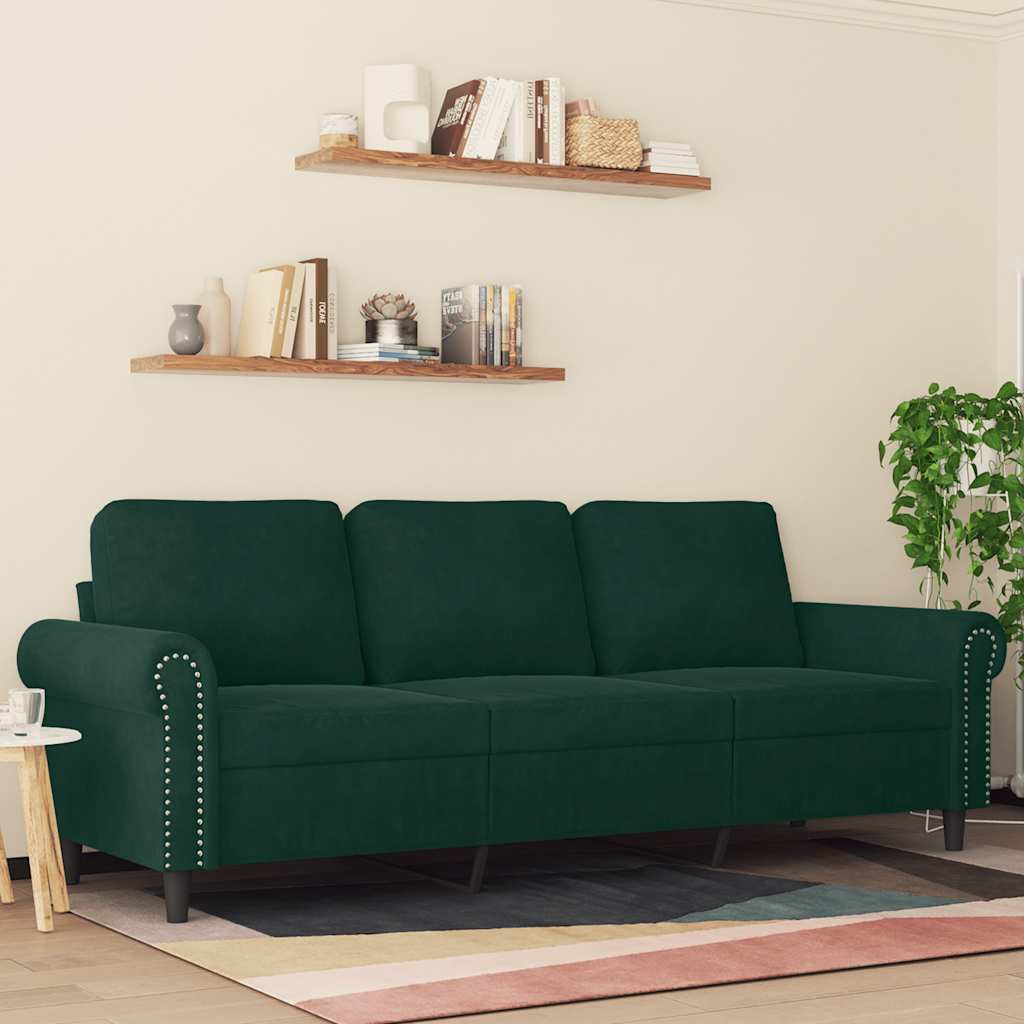 vidaXL 3-Sitzer-Sofa Dunkelgrün 180 cm Samt