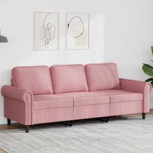 Kavč trosed roza 180 cm žamet