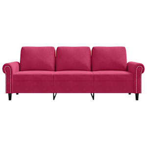 3místná pohovka vínová 180 cm samet - obrázek 4