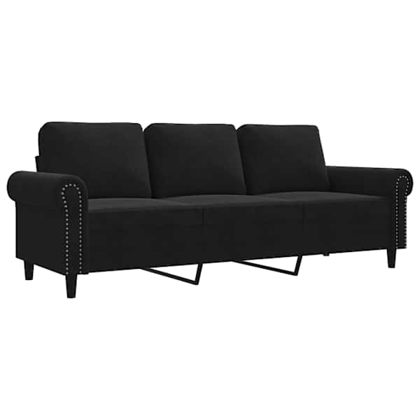 vidaXL 3-kohaline diivan, must, 180 cm, samet
