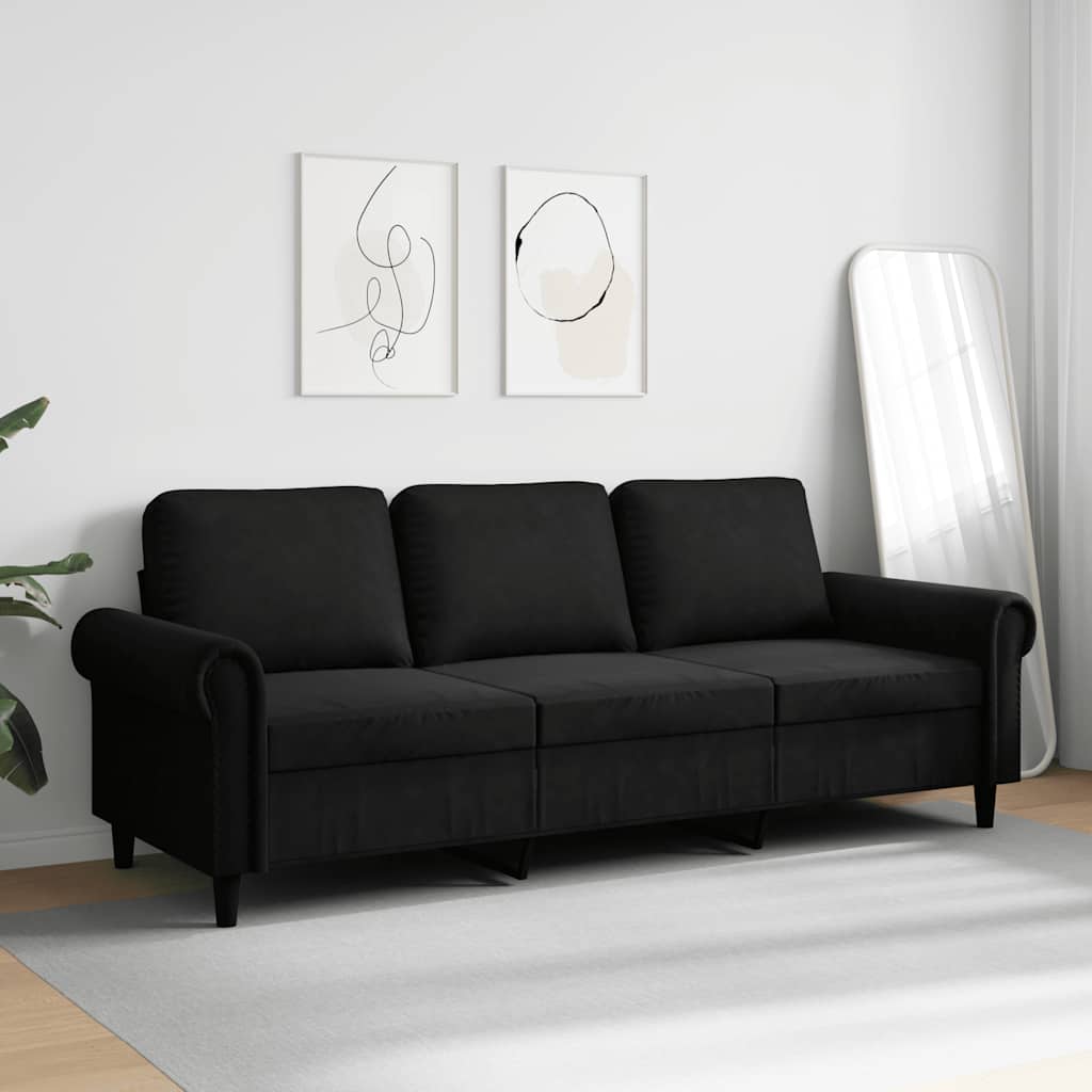 Thumbnail - vidaXL 3-Sitzer-Sofa Schwarz 180 cm Samt