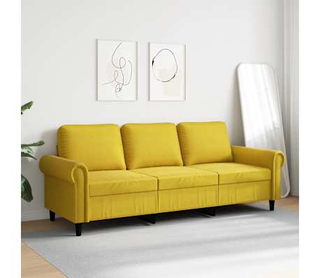 vidaXL Canap&eacute; &agrave; 3 places Jaune 180 cm Velours