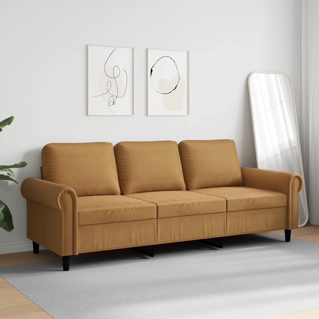 Thumbnail - vidaXL 3-Sitzer-Sofa Braun 180 cm Samt