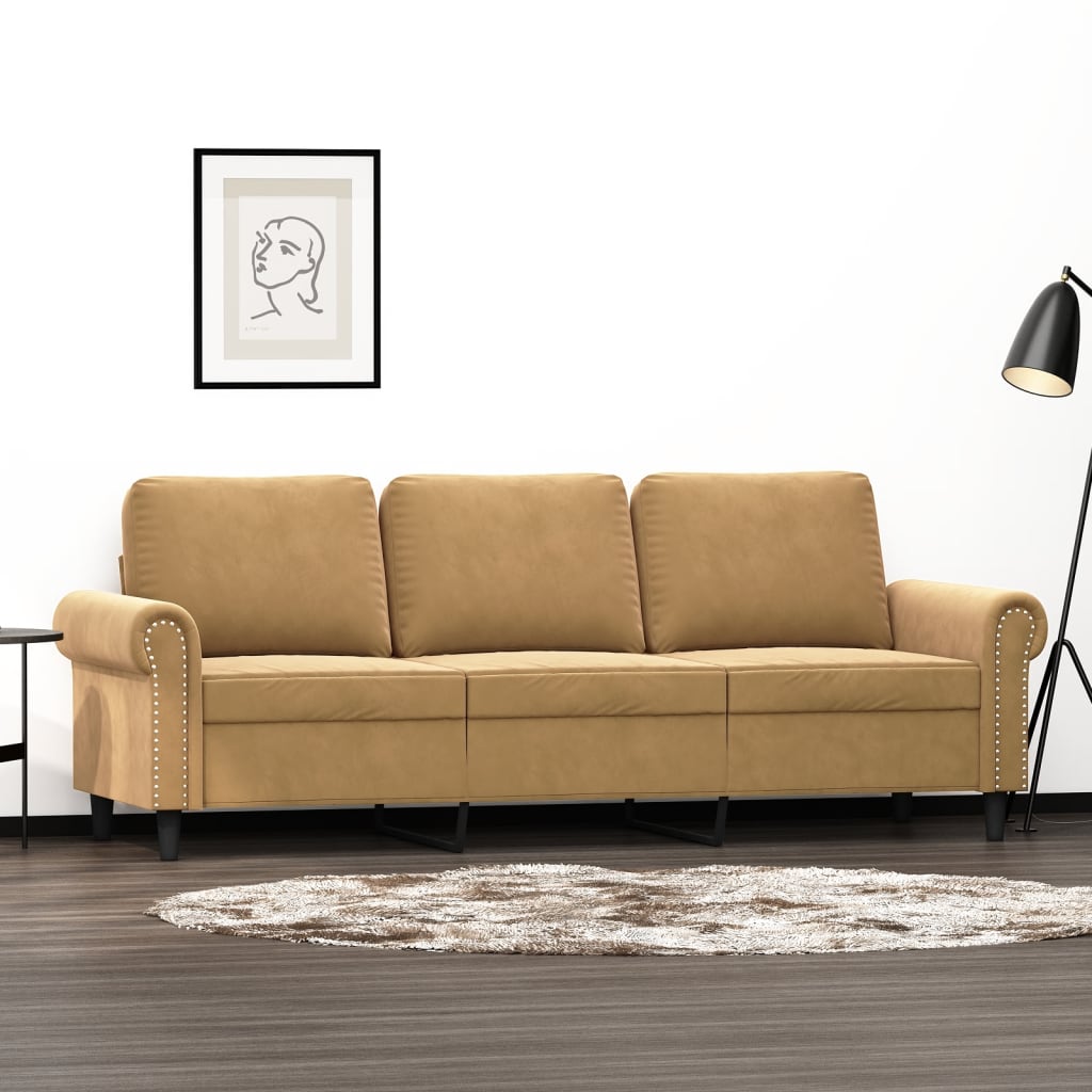 3-Sitzer-Sofa Braun 180 cm Samt