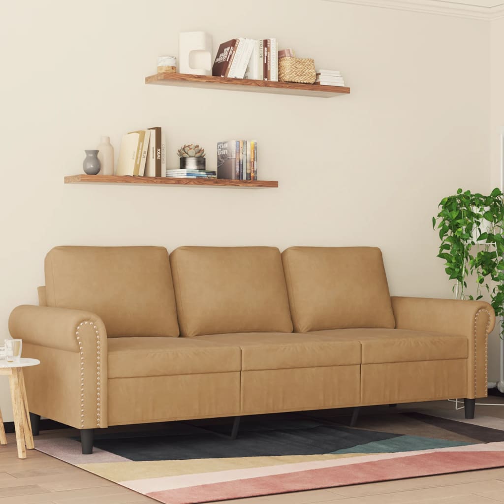 vidaXL 3-Sitzer-Sofa Braun 180 cm Samt