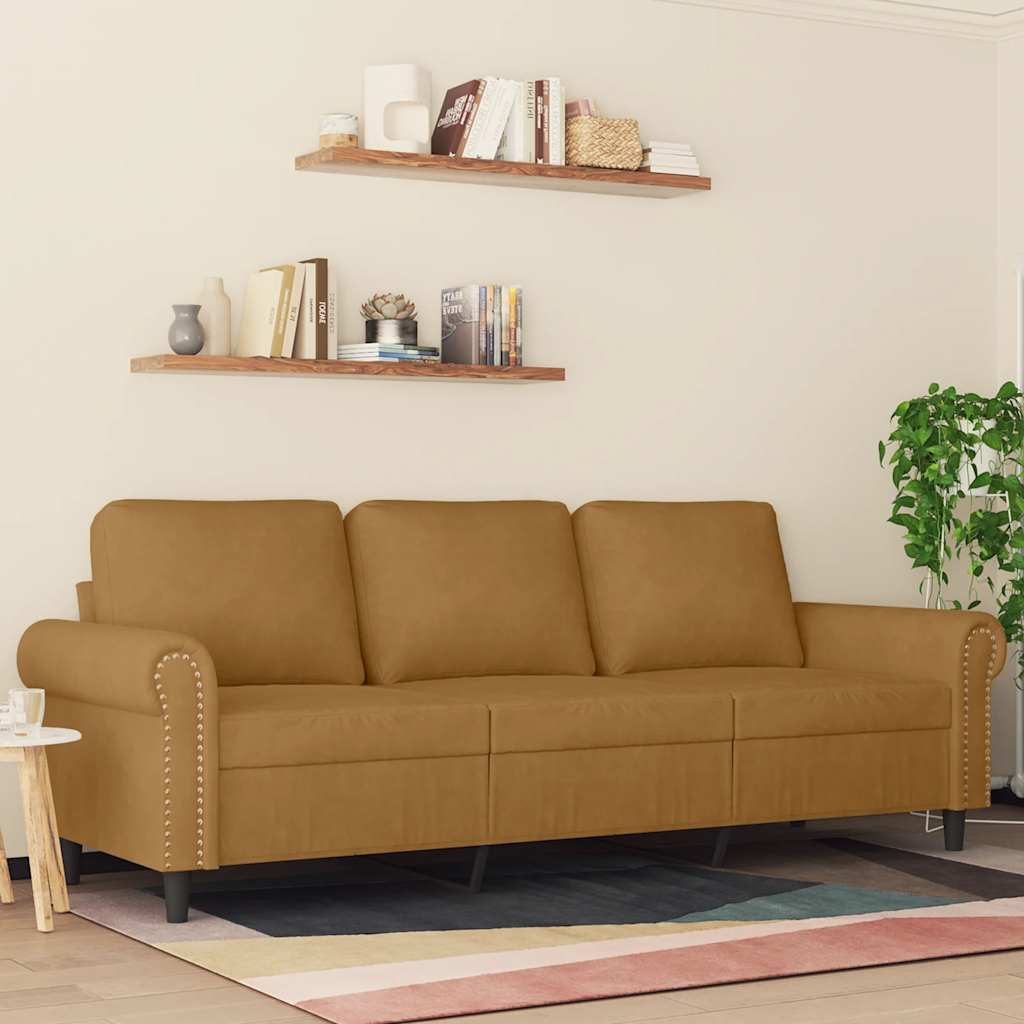 vidaXL 3-Sitzer-Sofa Braun 180 cm Samt