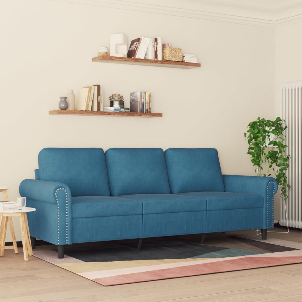 Thumbnail - vidaXL 3-Sitzer-Sofa Blau 180 cm Samt
