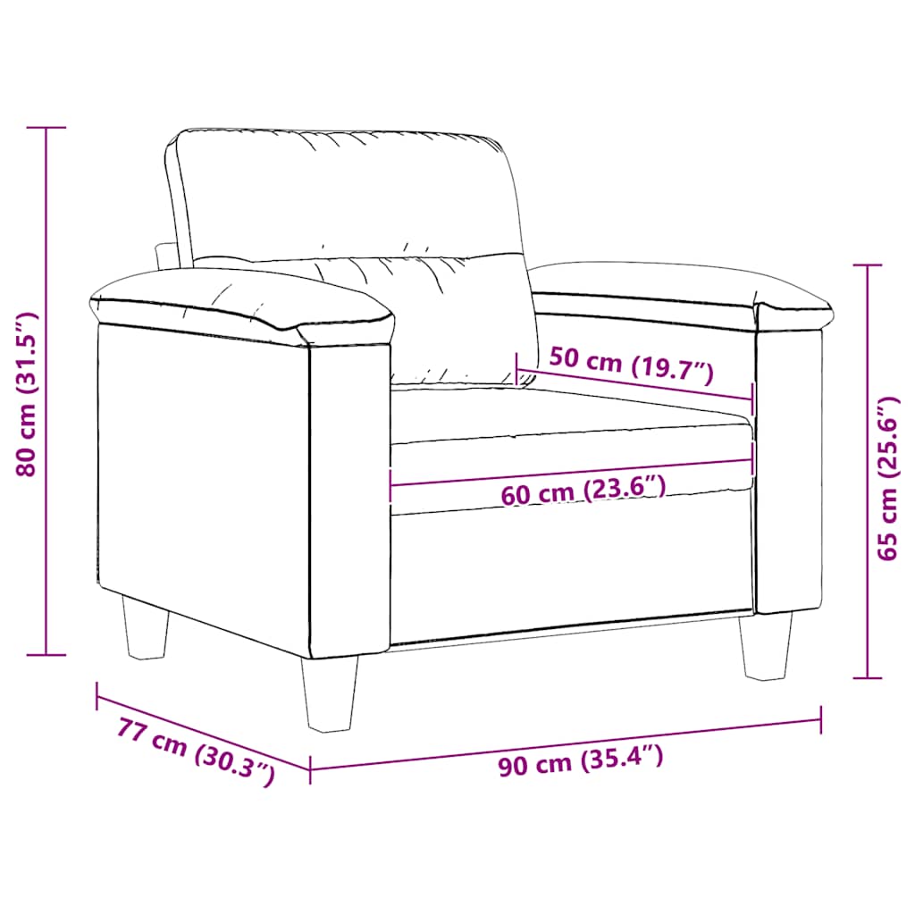 Fotelj bež 60 cm tkanina iz mikrovlaken - slika 9