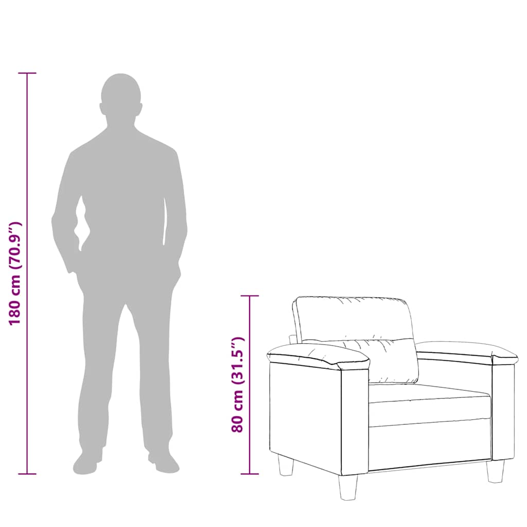 Fotelj bež 60 cm tkanina iz mikrovlaken - slika 10