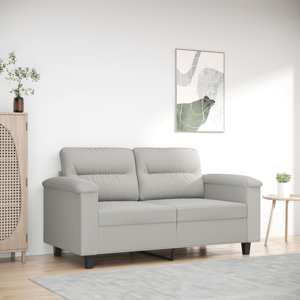 vidaXL 2-Sitzer-Sofa Hellgrau 120 cm Mikrofasergewebe