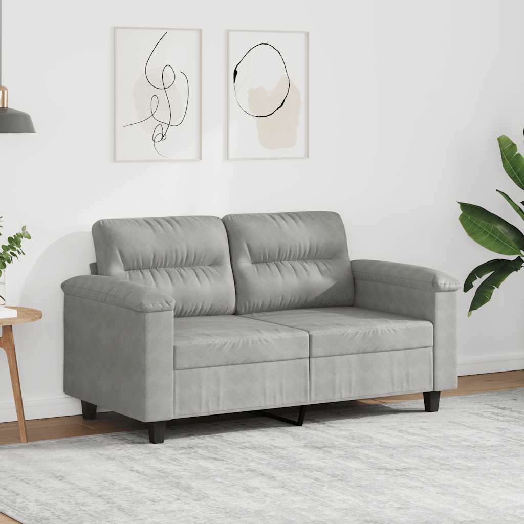 vidaXL 2-Sitzer-Sofa Hellgrau 120 cm Mikrofasergewebe