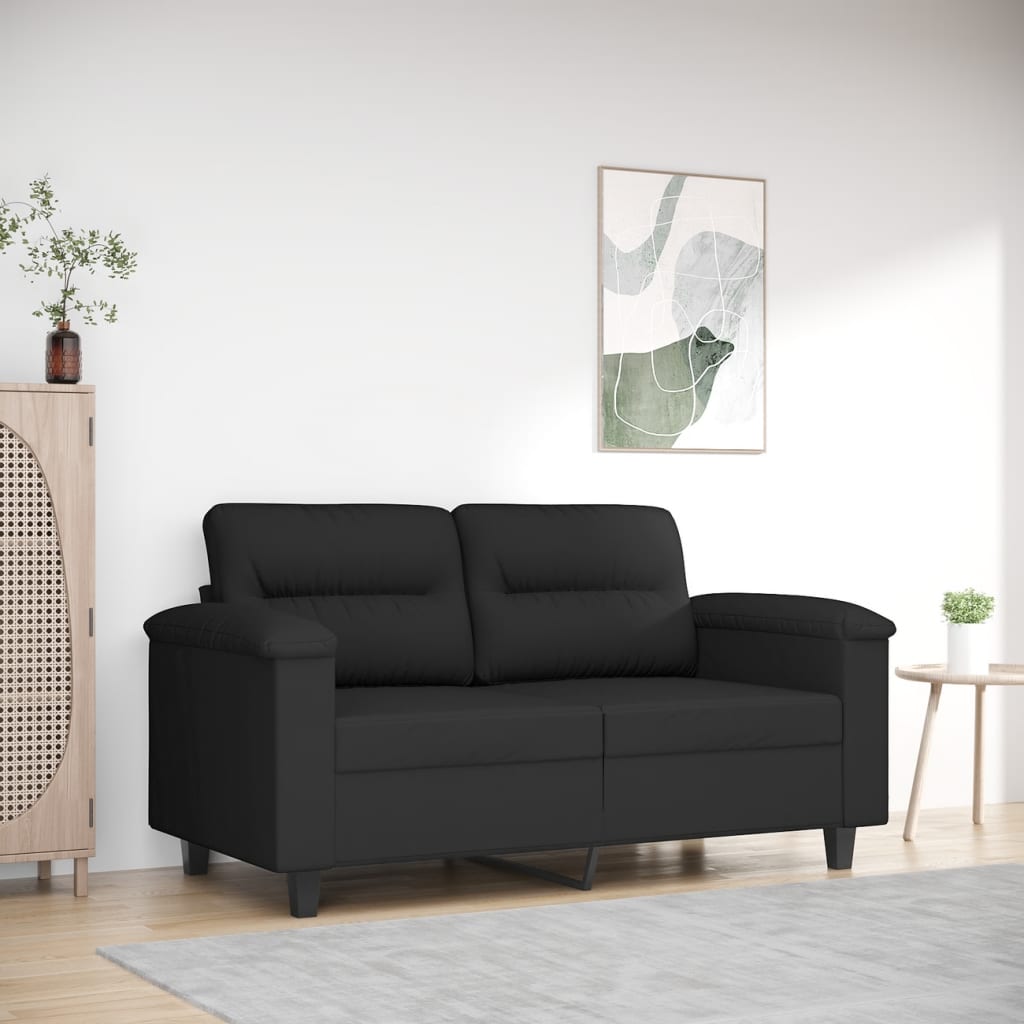 vidaXL 2-Sitzer-Sofa Schwarz 120 cm Mikrofasergewebe