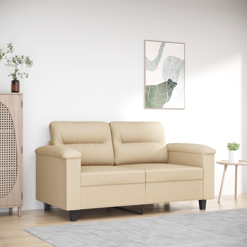 vidaXL 2-personers sofa 120 cm mikrofiberstof cremefarvet