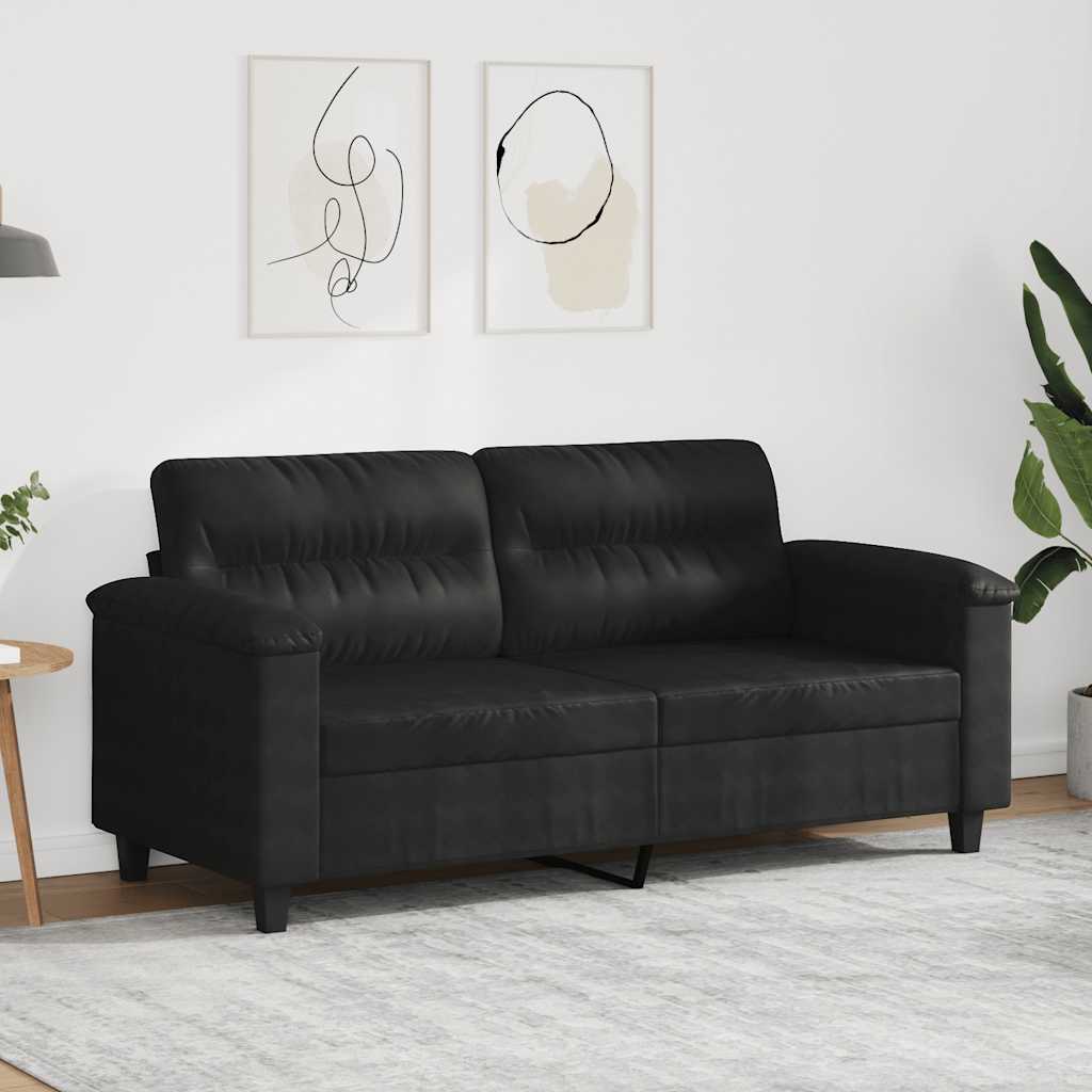vidaXL 2-Sitzer-Sofa Schwarz 140 cm Mikrofasergewebe