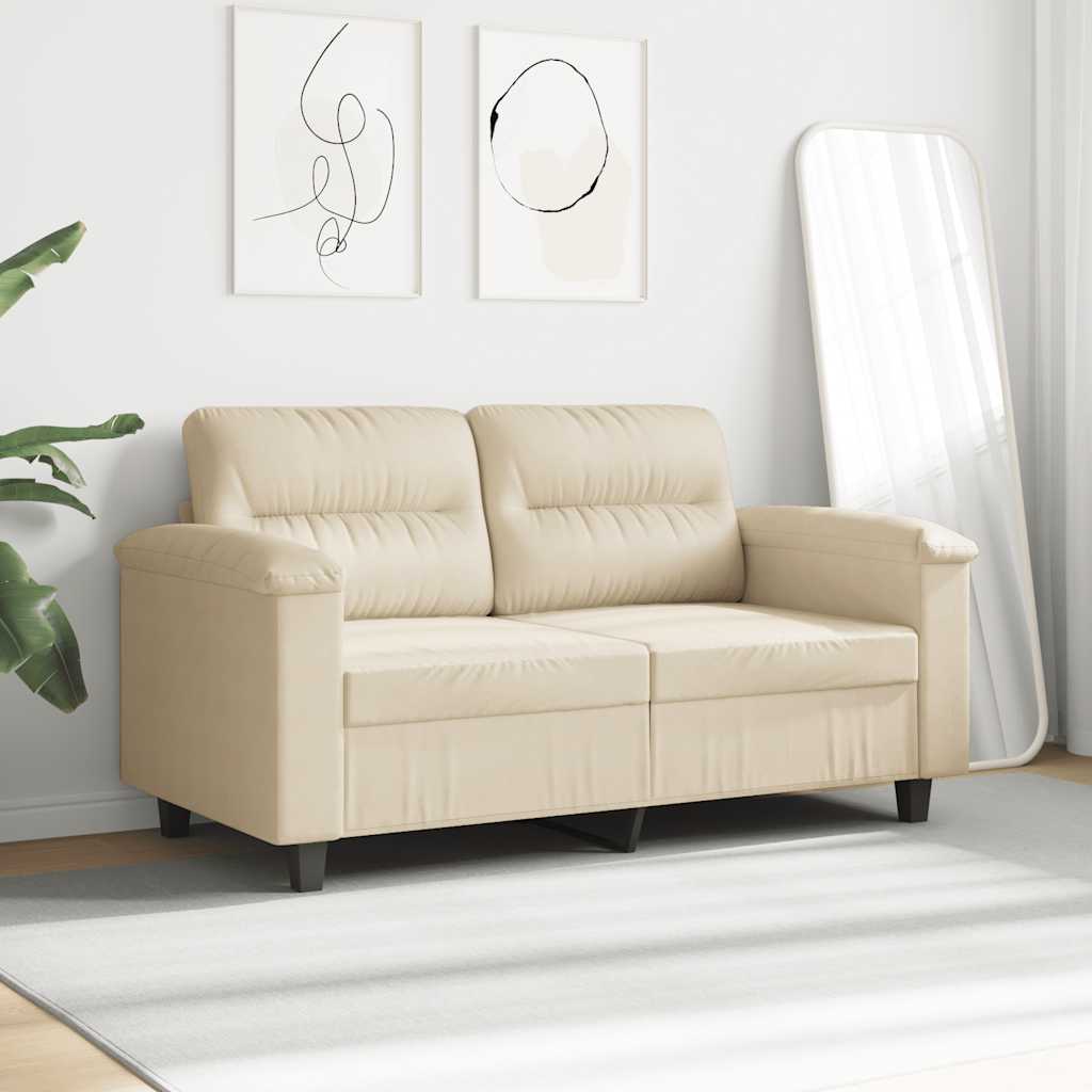 Thumbnail - vidaXL 2-Sitzer-Sofa Creme 140 cm Mikrofasergewebe