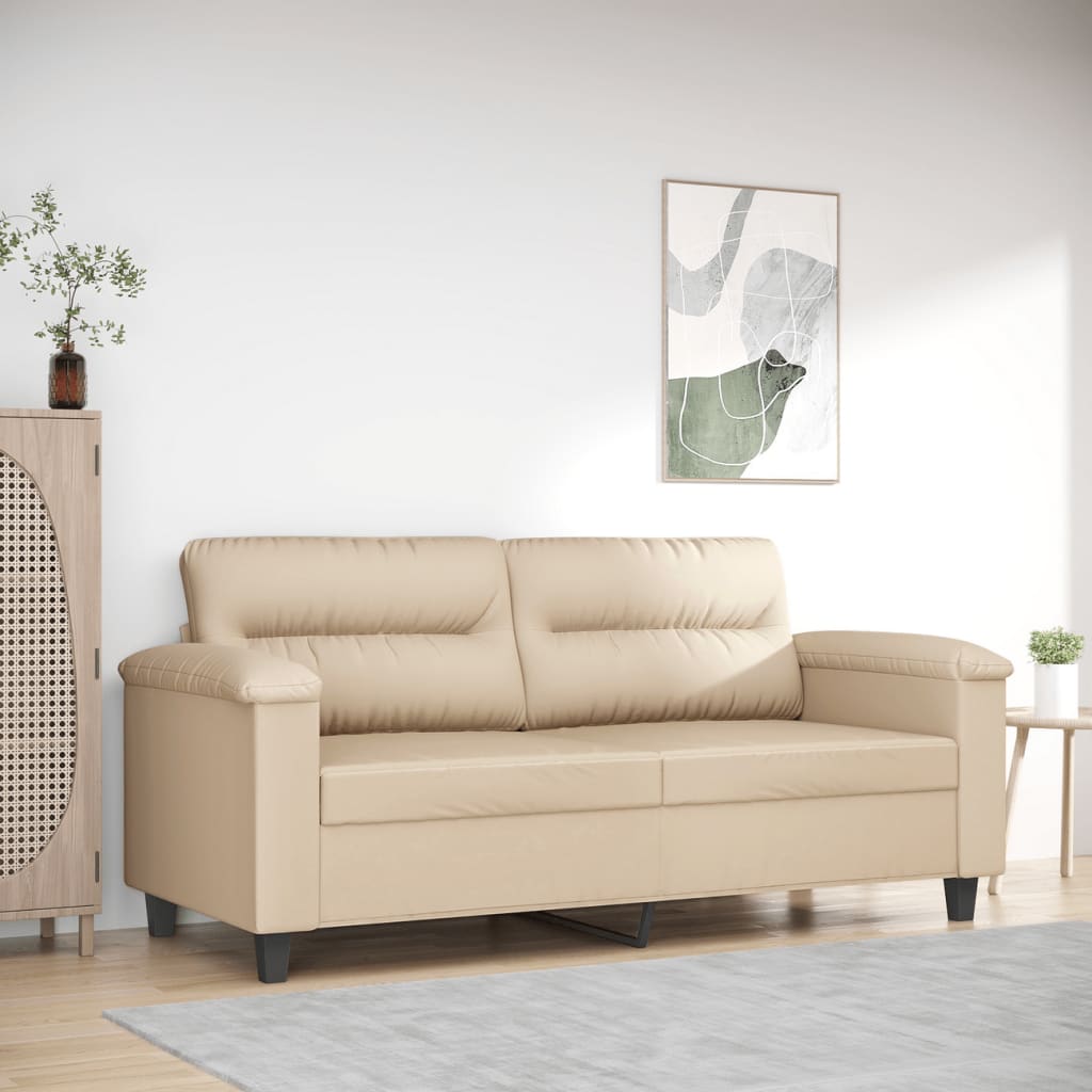 vidaXL 2-personers sofa 140 cm mikrofiberstof cremefarvet