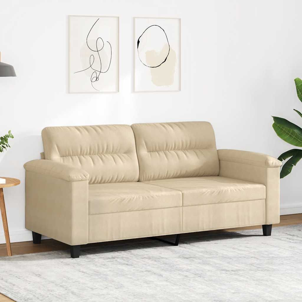 vidaXL 2-Sitzer-Sofa Creme 140 cm Mikrofasergewebe