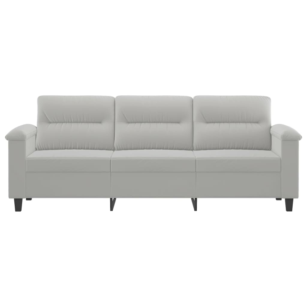 vidaXL Trivietė sofa, šviesiai pilka, 180cm, mikropluošto audinys