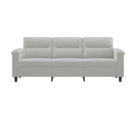 vidaXL Trivietė sofa, šviesiai pilka, 180cm, mikropluošto audinys