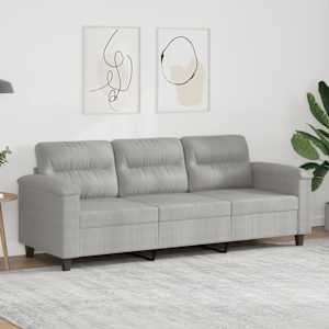 Kavč trosed svetlo siv 180 cm tkanina iz mikrovlaken