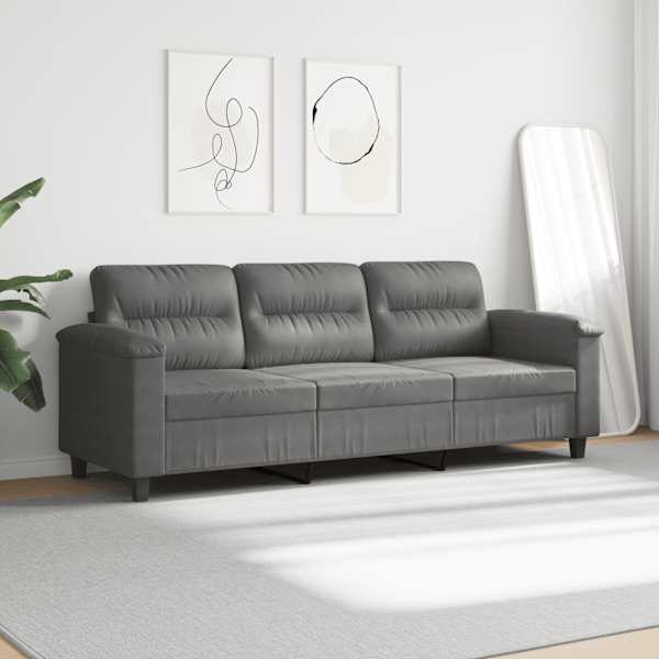 vidaXL 3-kohaline diivan, tumehall, 180 cm, mikrofiiber kangas