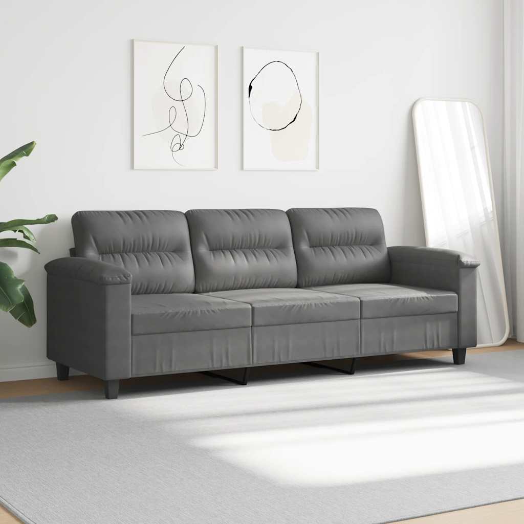 Thumbnail - vidaXL 3-Sitzer-Sofa Dunkelgrau 180 cm Mikrofasergewebe