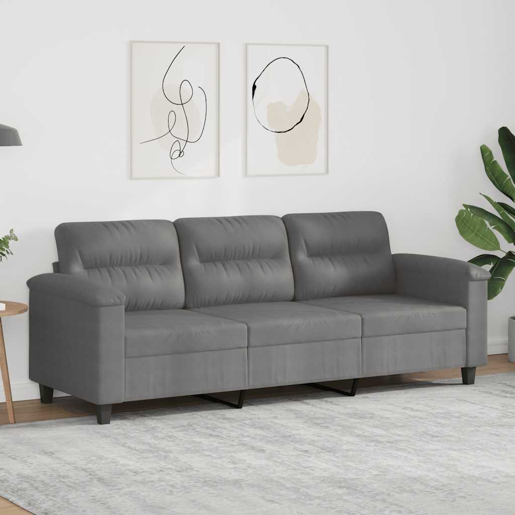 vidaXL 3-Sitzer-Sofa Dunkelgrau 180 cm Mikrofasergewebe