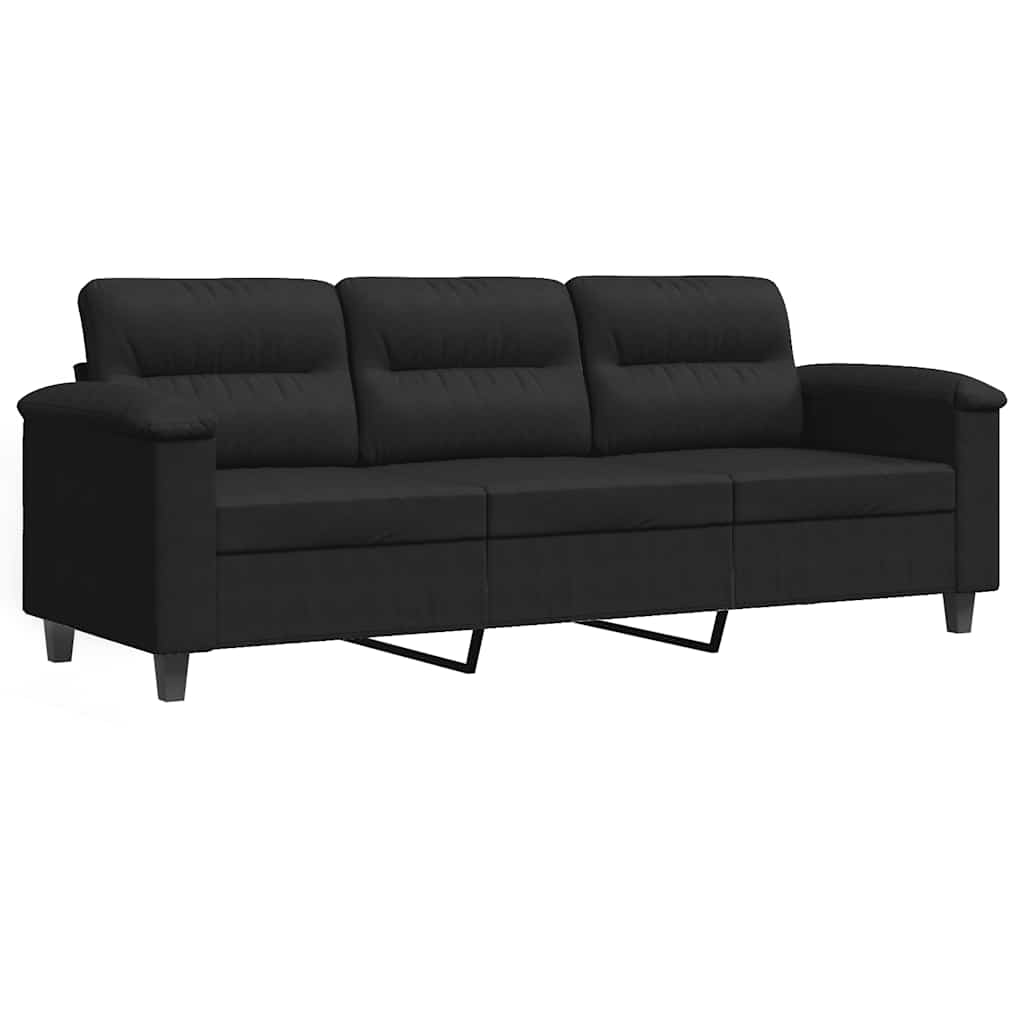 Thumbnail - vidaXL 3-Sitzer-Sofa Schwarz 180 cm Mikrofasergewebe