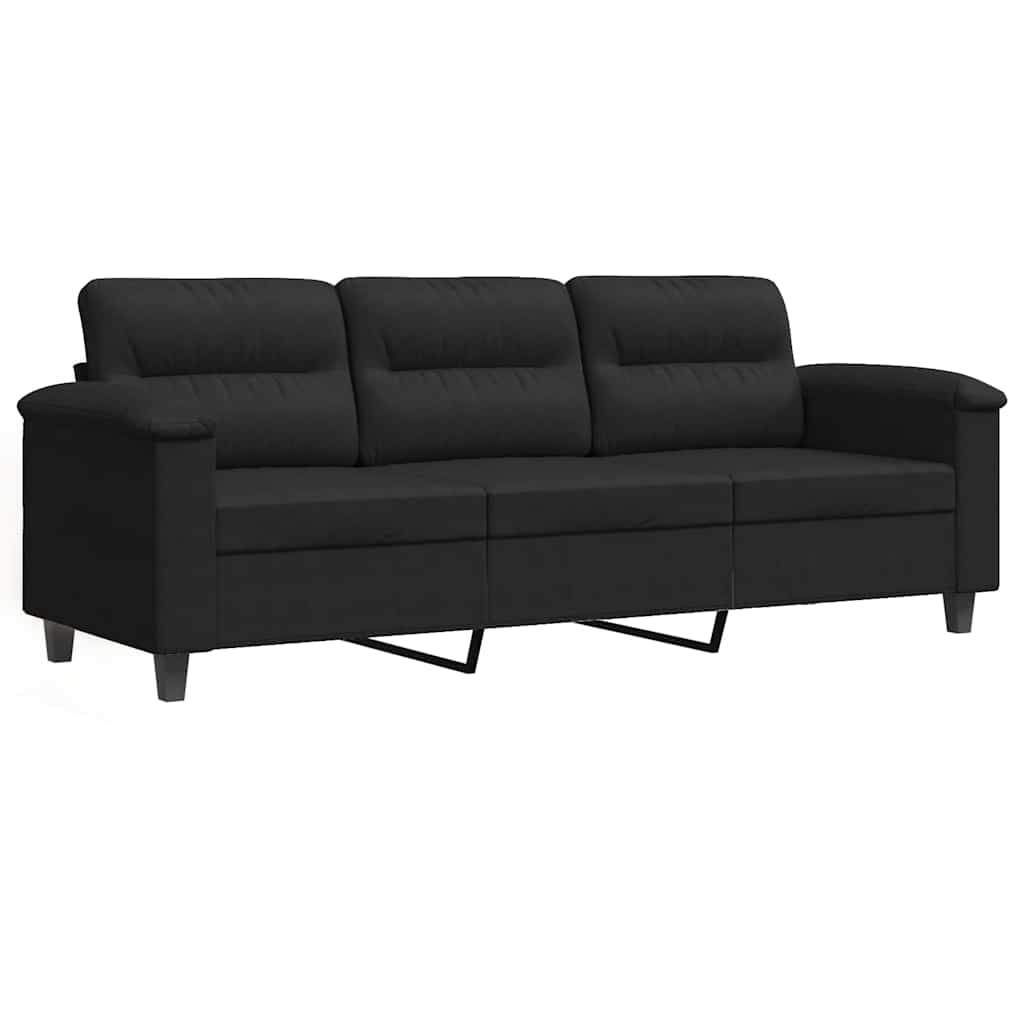 Thumbnail - vidaXL 3-Sitzer-Sofa Schwarz 180 cm Mikrofasergewebe