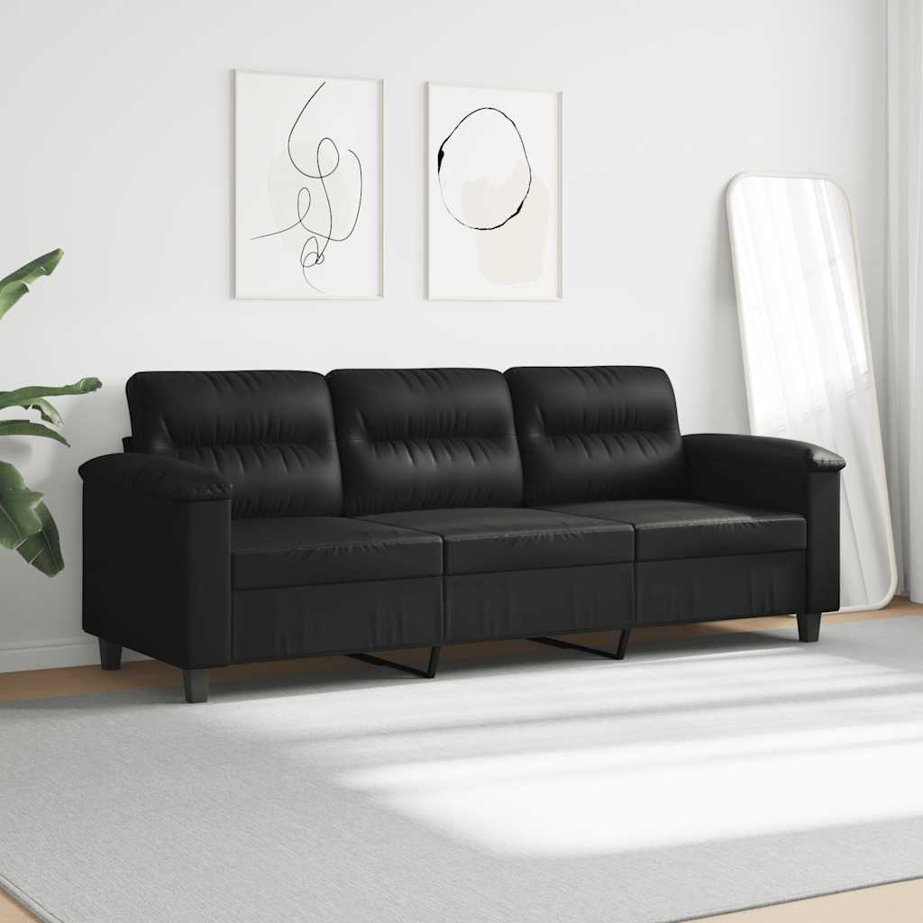 Thumbnail - vidaXL 3-Sitzer-Sofa Schwarz 180 cm Mikrofasergewebe