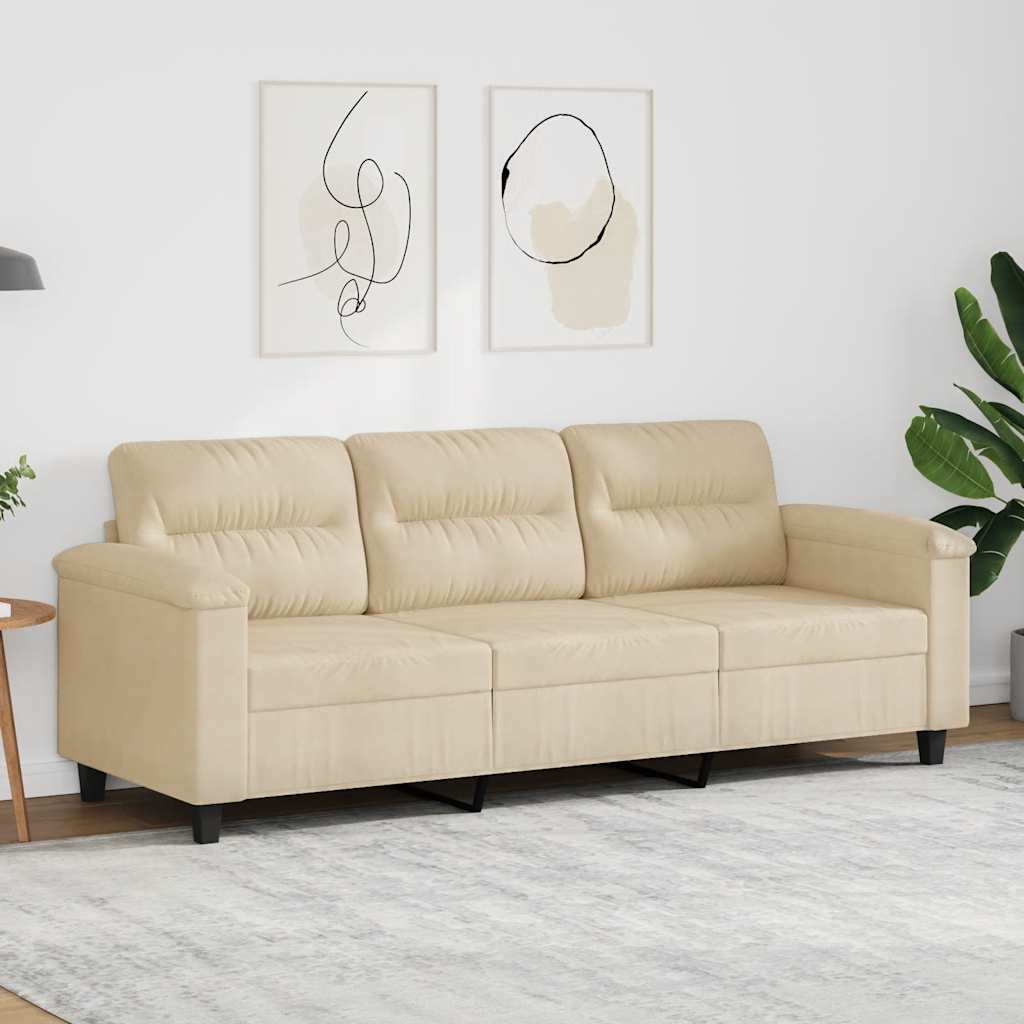 vidaXL 3-Sitzer-Sofa Creme 180 cm Mikrofasergewebe