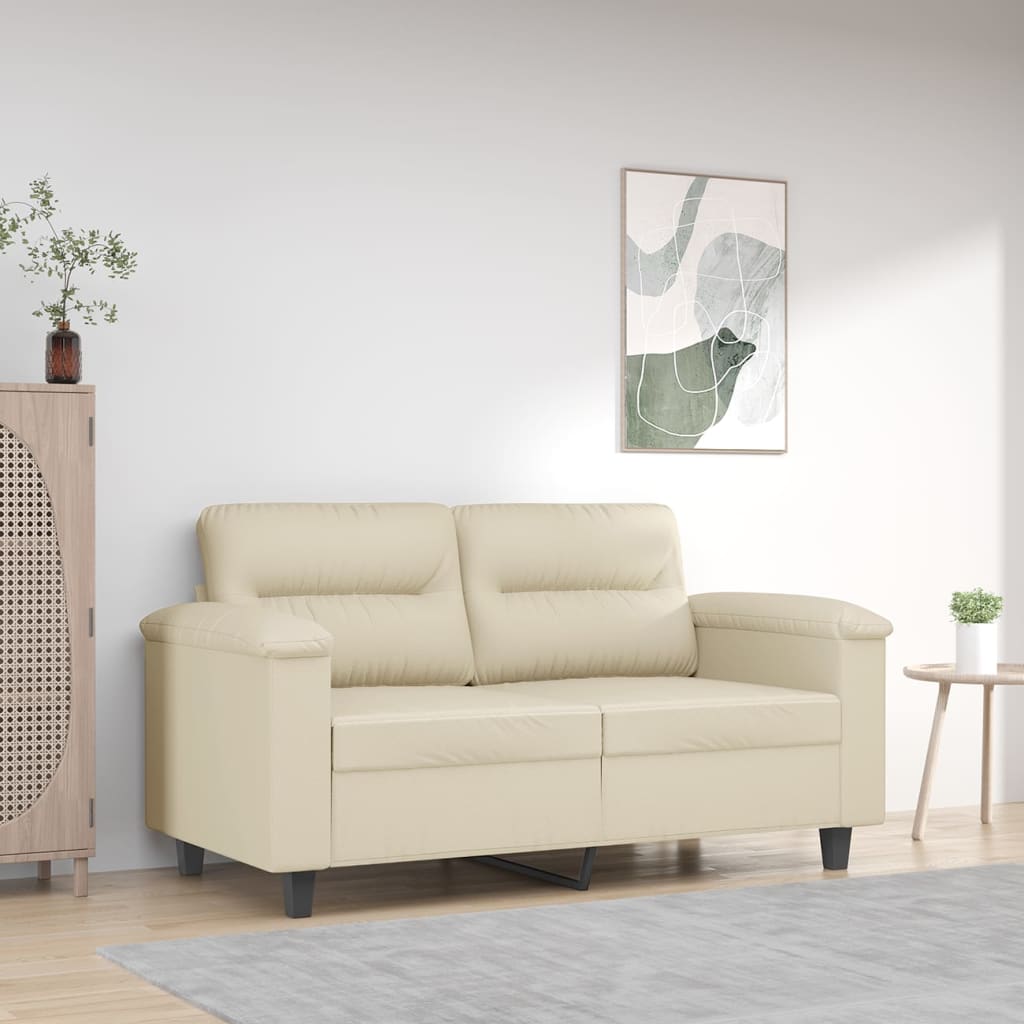 vidaXL 2-Sitzer-Sofa Creme 120 cm Kunstleder