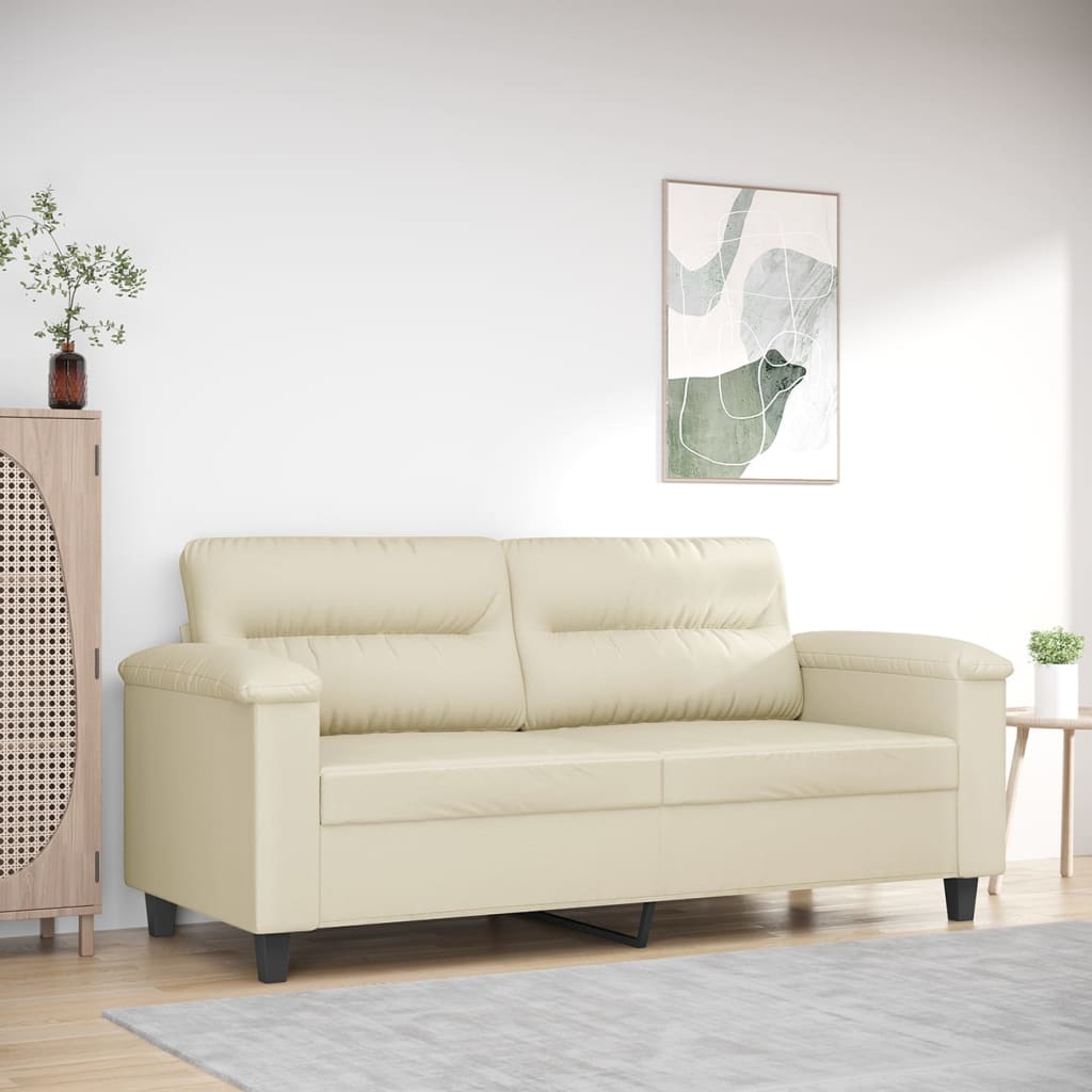 vidaXL 2-Sitzer-Sofa Creme 140 cm Kunstleder