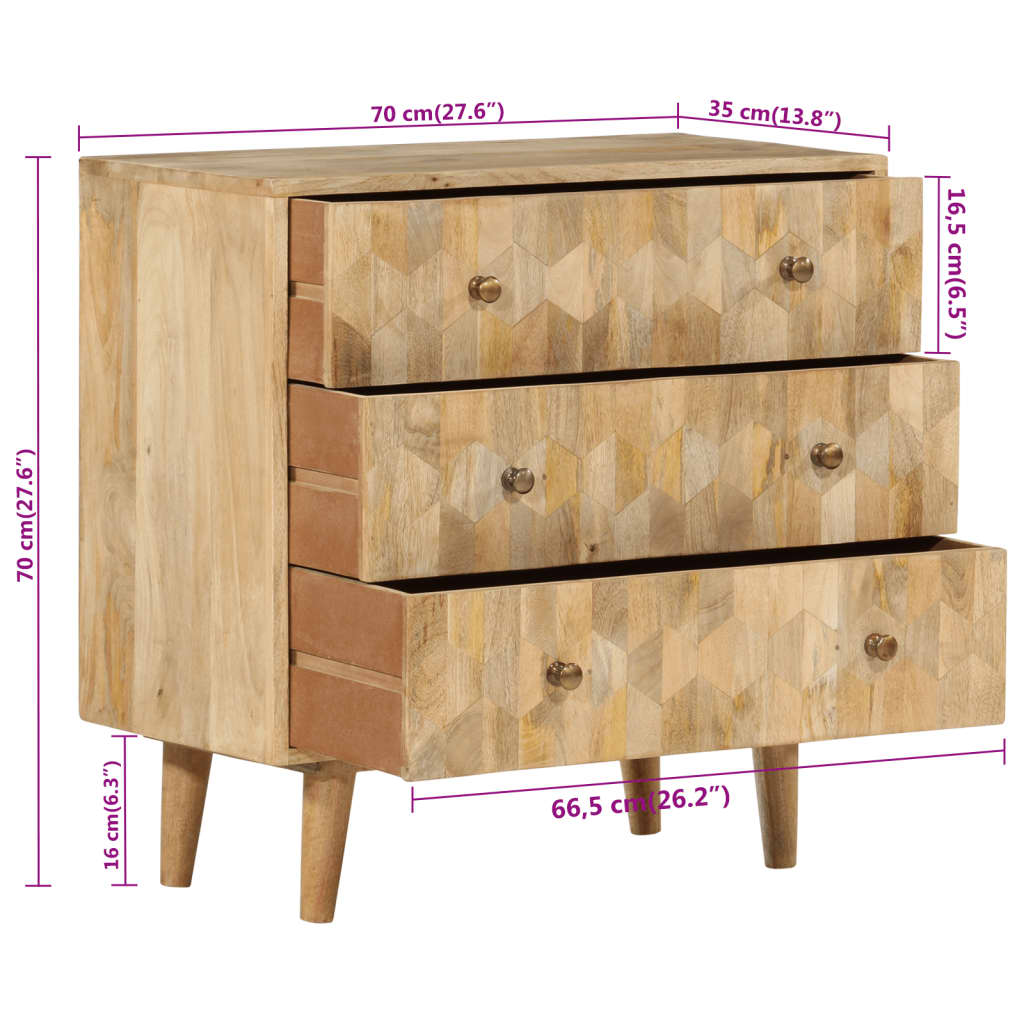 Drawer Cabinet Sideboards Storage ventes exceptionnelles Cabinets Cupboard Solid Mango Wood vidaXL