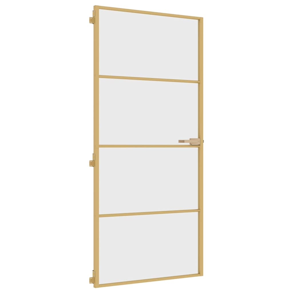 vidaXL Interiérové dveře úzké zlaté 93x201,5 cm tvrzené sklo a hliník