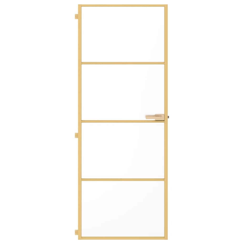 vidaXL Binnendeur smal 76x201,5 cm gehard glas en aluminium goudkleur
