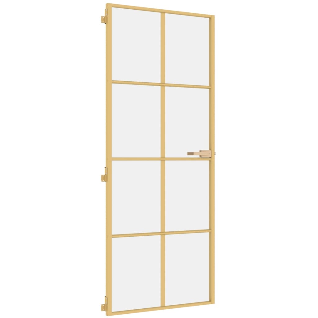 vidaXL Binnendeur smal 83x201,5 cm gehard glas en aluminium goudkleur