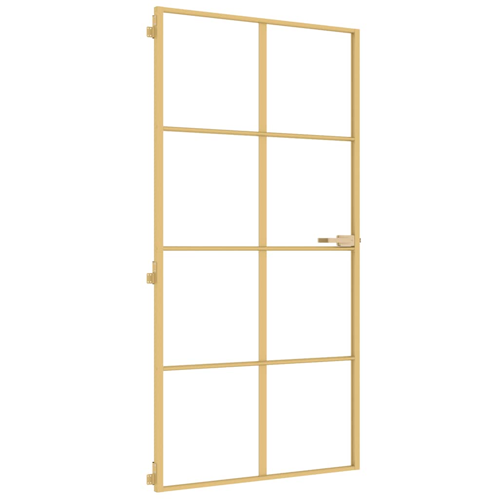 vidaXL Interiérové dveře úzké zlaté 102,5x201,5 cm tvrzené sklo hliník