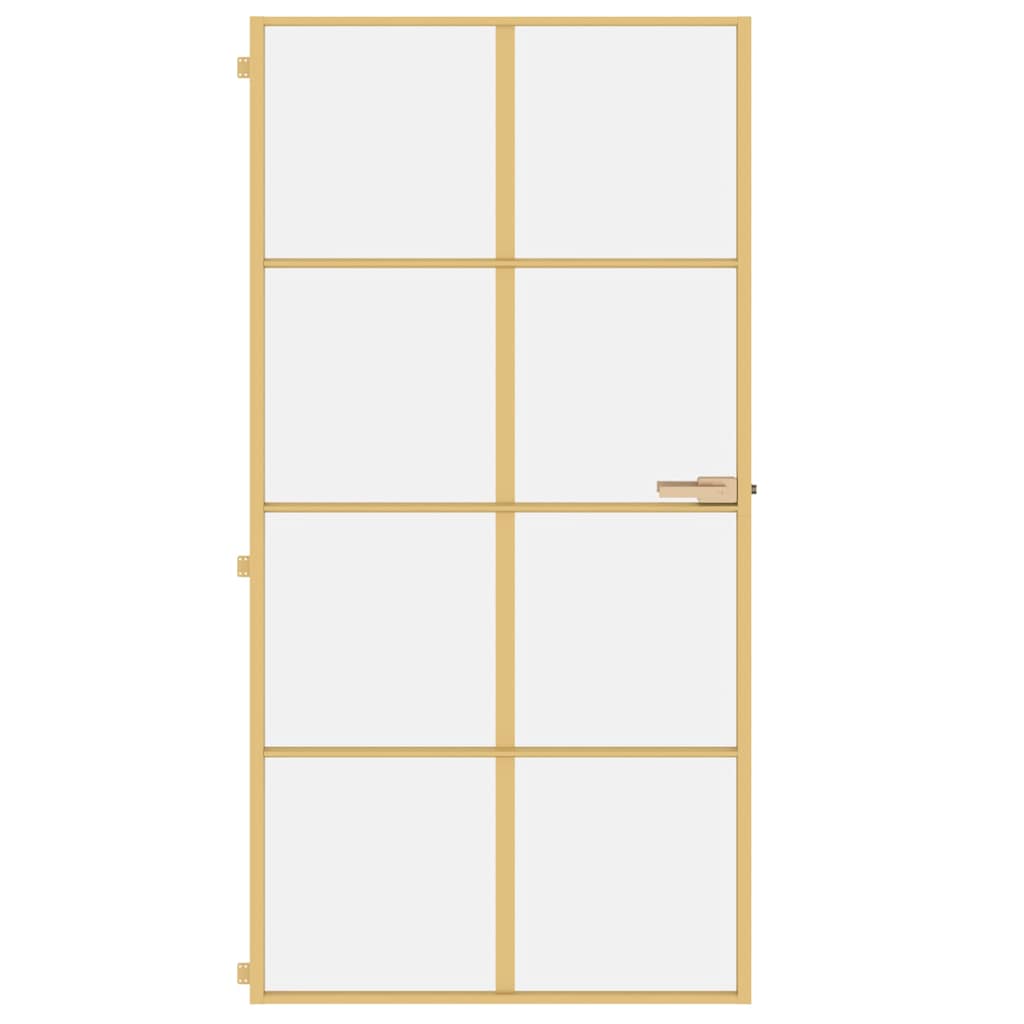 vidaXL Sisäovi ohut kulta 102,5x201,5 cm karkaistu lasi ja alumiini