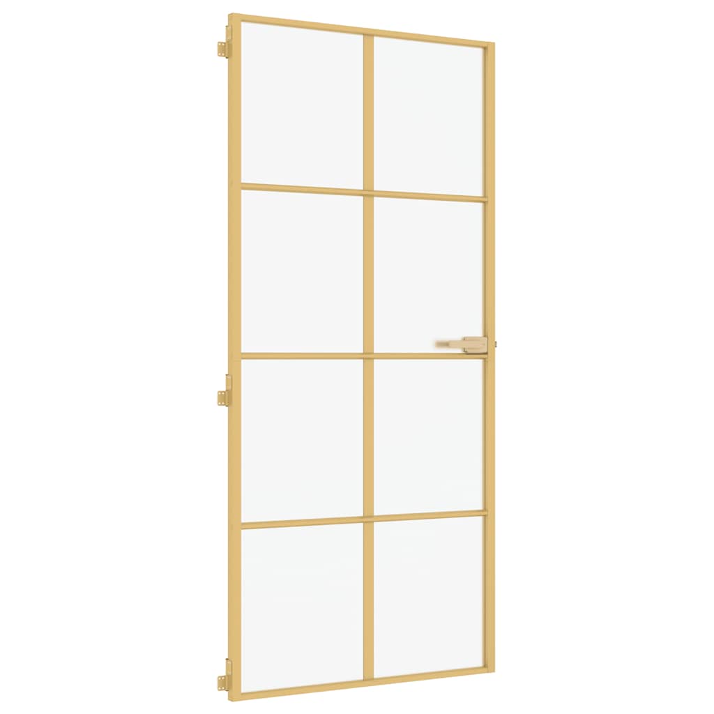 vidaXL Ușă interioară Slim auriu 93x201,5cm sticlă securizată/aluminiu