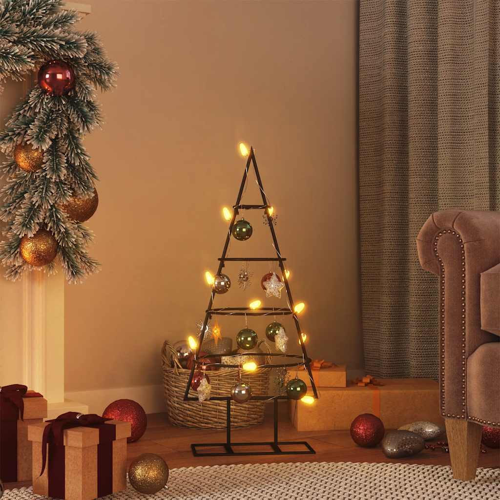 vidaXL Brad de Crăciun din metal pentru decor, negru, 60 cm
