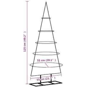 Kovový vánoční stromeček pro dekorace černý 125 cm - obrázek 7