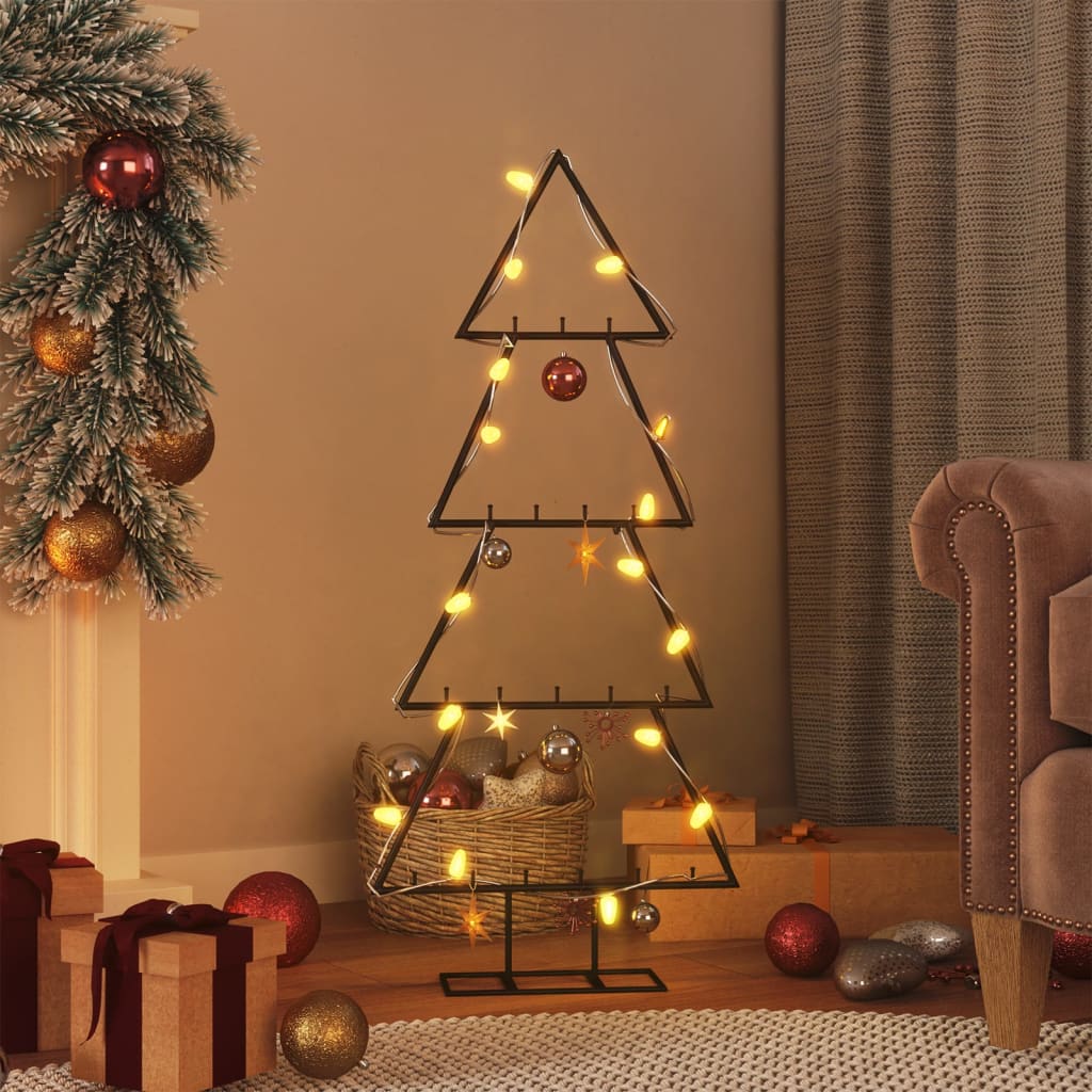 vidaXL Metall-Weihnachtsbaum für Dekorationen Schwarz 90 cm