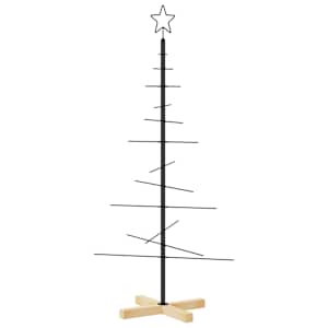 vidaXL metallist kunstkuusk puidust alusega, must, 120 cm