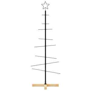 Kovový vánoční stromeček s dřevěnou základnou černý 120 cm - obrázek 3