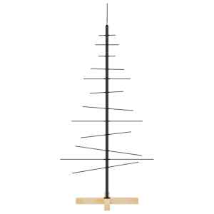 Kovový vánoční stromeček s dřevěnou základnou černý 120 cm - obrázek 4