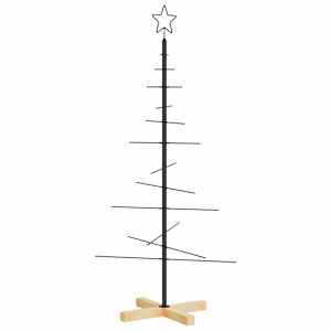Kovový vánoční stromeček s dřevěnou základnou černý 120 cm - obrázek 5